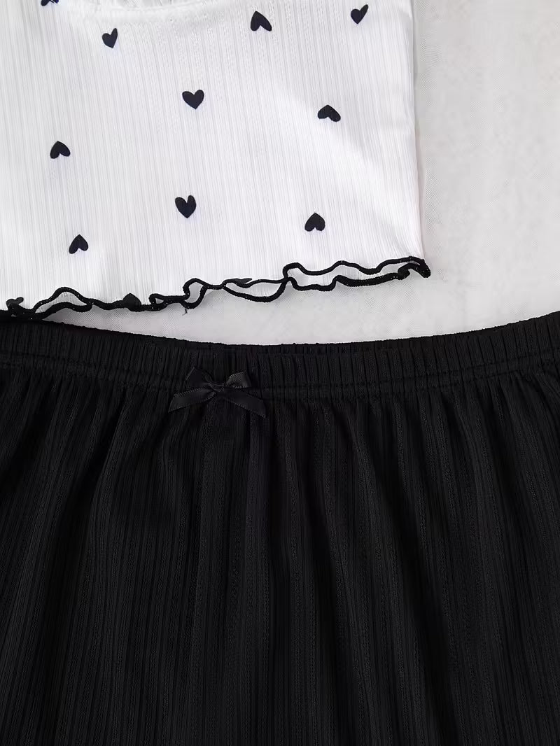 2-Piece Contrast Bind Gymwear Set – Top & Shorts for Girls
