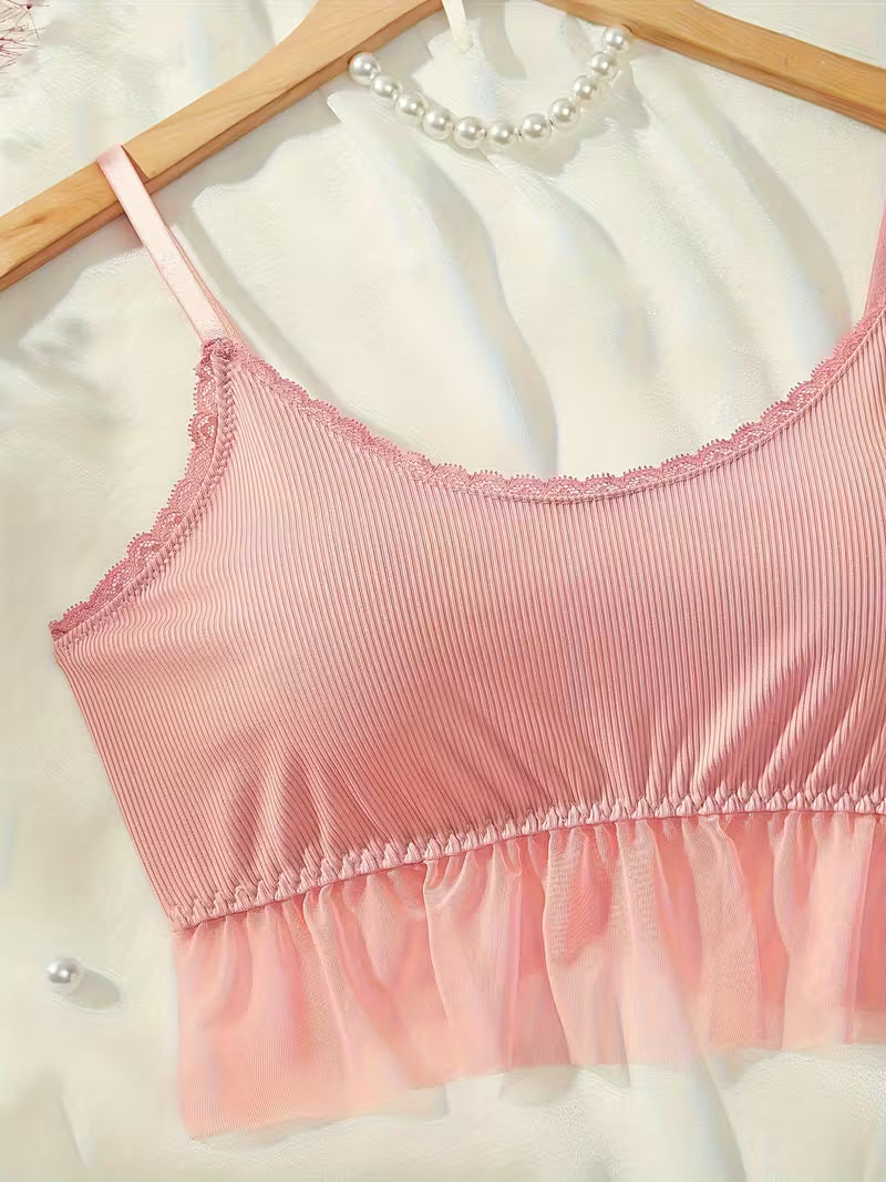 2-Piece Contrast Bind Gymwear Set – Top & Shorts for Girls