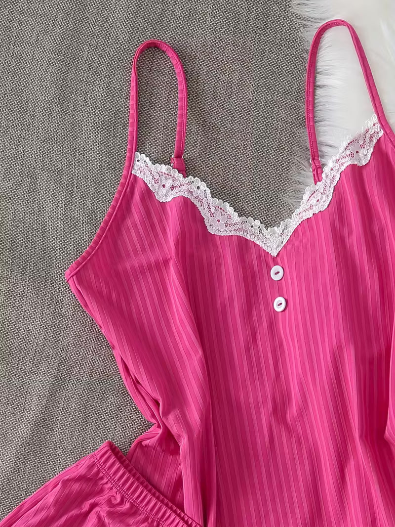2-Piece Contrast Bind Gymwear Set – Top & Shorts for Girls