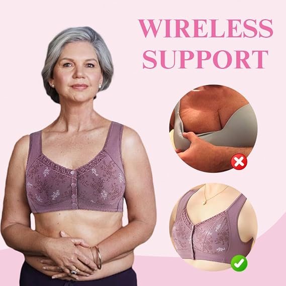 Rose Bra Wireless Front Button Bras For Women (Pack of 3)