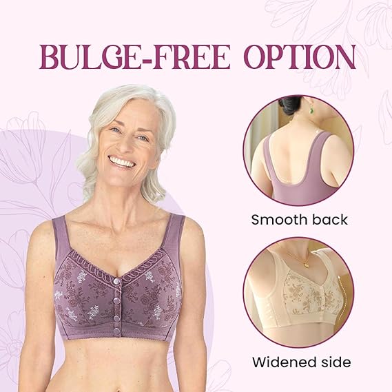 Rose Bra Wireless Front Button Bras For Women (Pack of 3)