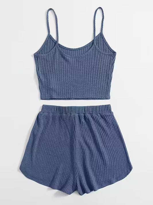 2-Piece Contrast Bind Gymwear Set – Top & Shorts for Girls