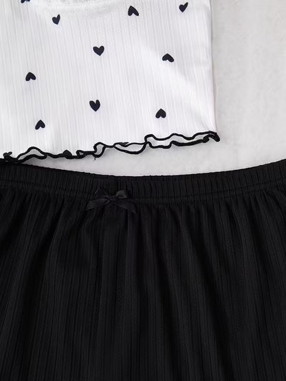 2-Piece Contrast Bind Gymwear Set – Top & Shorts for Girls