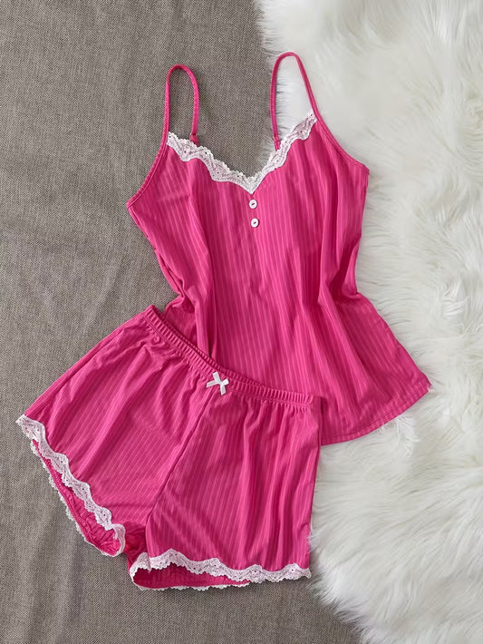 2-Piece Contrast Bind Gymwear Set – Top & Shorts for Girls