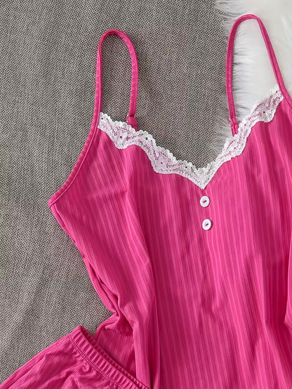 2-Piece Contrast Bind Gymwear Set – Top & Shorts for Girls