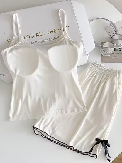 2-Piece Contrast Bind Gymwear Set – Top & Shorts for Girls