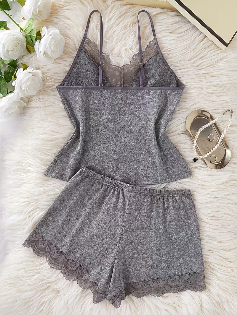 2-Piece Contrast Bind Gymwear Set – Top & Shorts for Girls