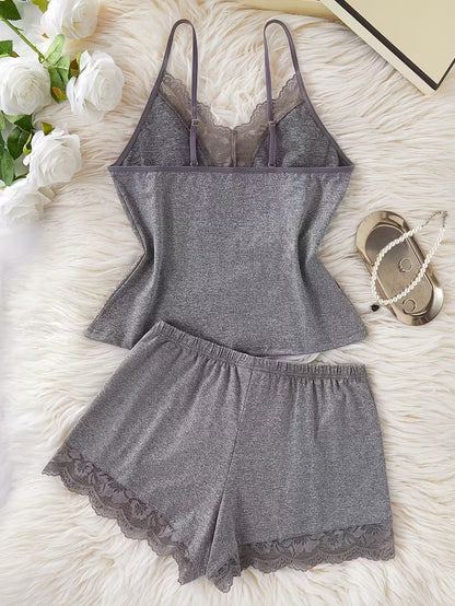 2-Piece Contrast Bind Gymwear Set – Top & Shorts for Girls