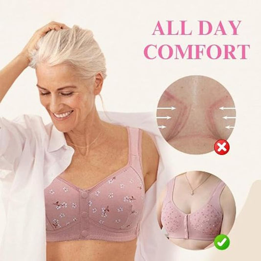 Rose Bra Wireless Front Button Bras For Women (Pack of 3)