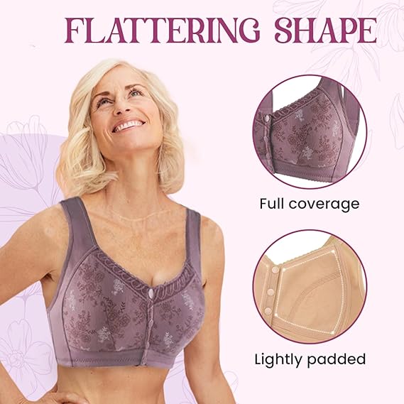 Rose Bra Wireless Front Button Bras For Women (Pack of 3)