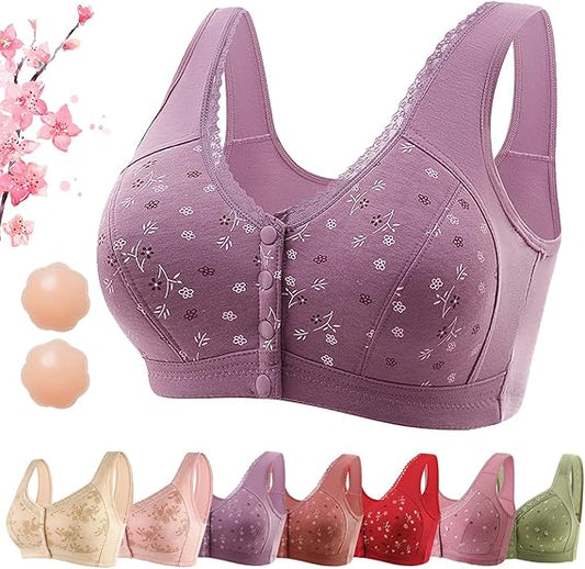 Rose Bra Wireless Front Button Bras For Women (Pack of 3)