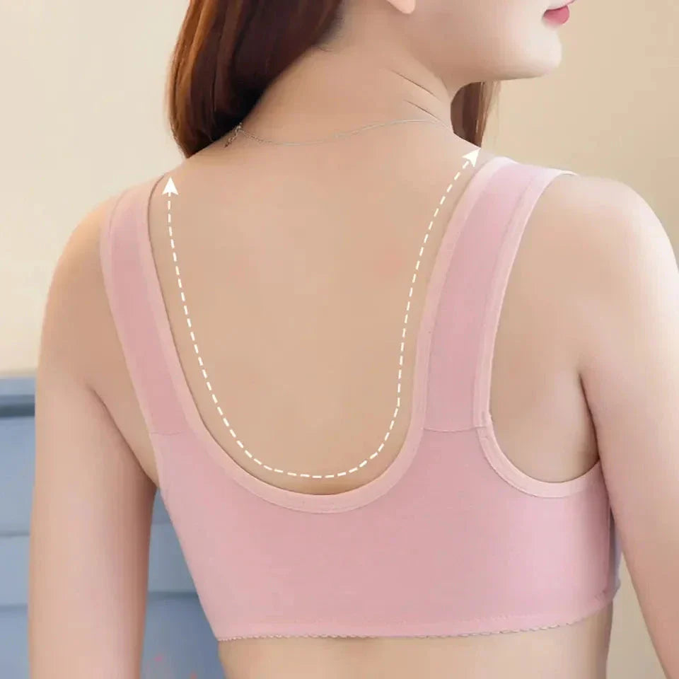 Seamless Comfortable Cotton Button Non-Wired Vest Style Large Size Bra