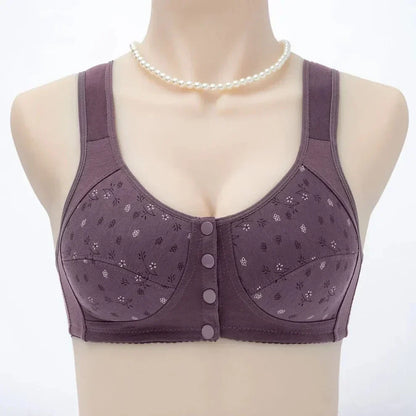 Seamless Comfortable Cotton Button Non-Wired Vest Style Large Size Bra